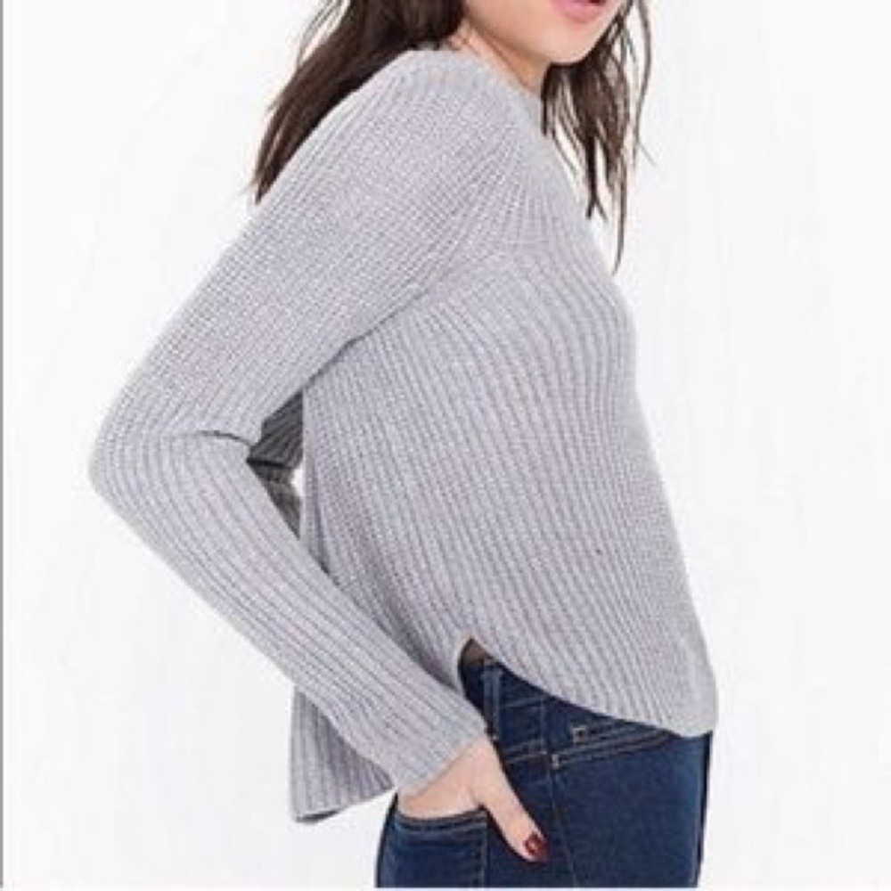 AA cropped sweater Aslan gray knit cardigan